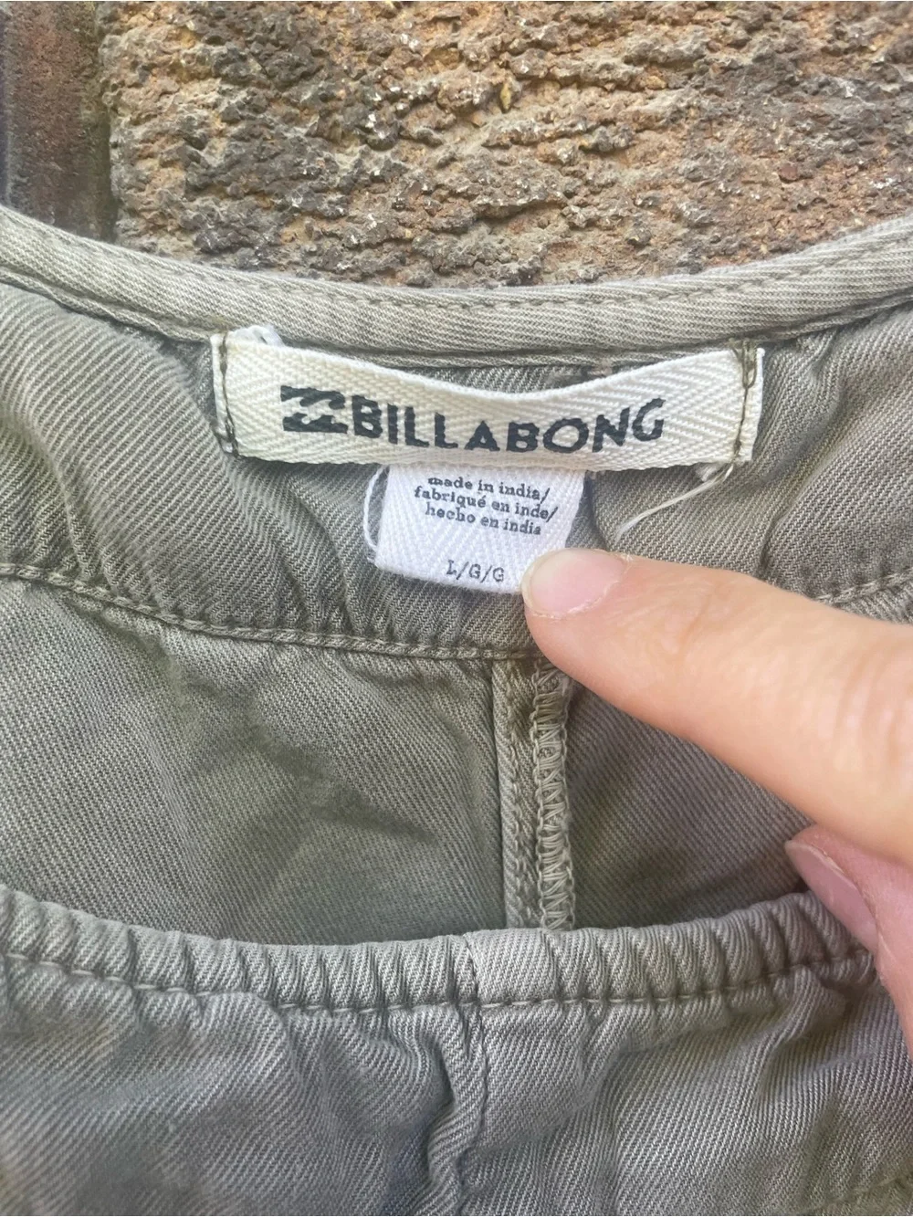 Billabong Olive Utility Romper with Front Pocket - Picture 3 of 4